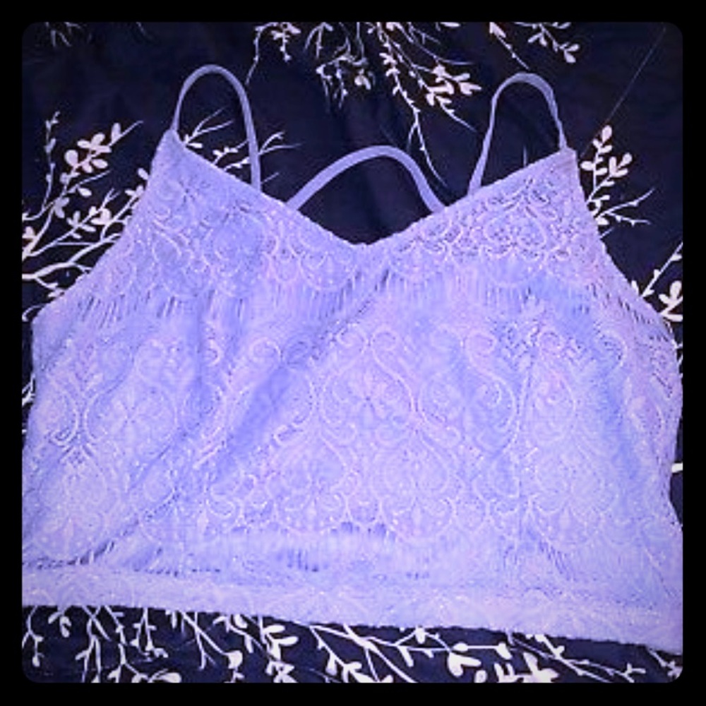 Forever 21 crop lace cami purple XL